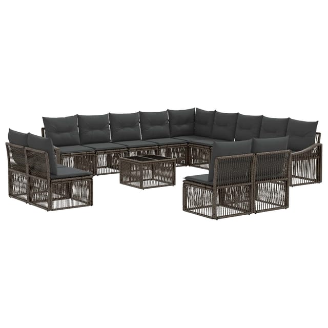 vidaXL Gartensofa-set 14 Stk Grau Poly-Rattan 3436172