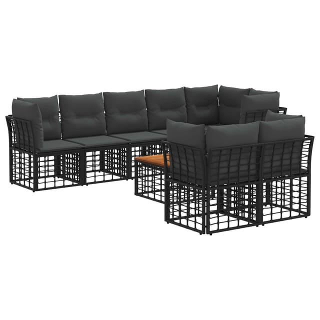 vidaXL Outdoor-Sofagarnitur 9 Stk Schwarz und Dunkelgrau Polyester 3437515