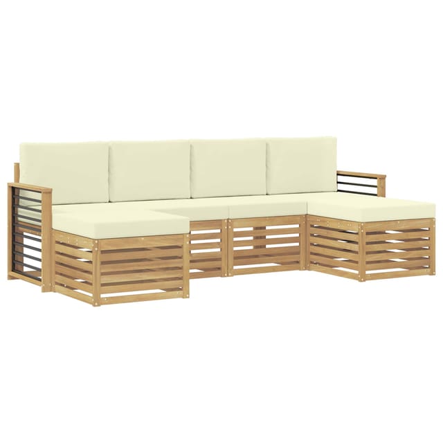 vidaXL Outdoor-Sofagarnitur 6-Tlg Weiß und Creme 249 x 122,5 x 73 cm 3392285
