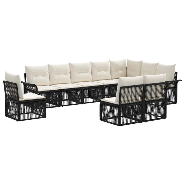vidaXL Gartensofa-Set 10-Tlg Schwarz Poly-Rattan 3434857