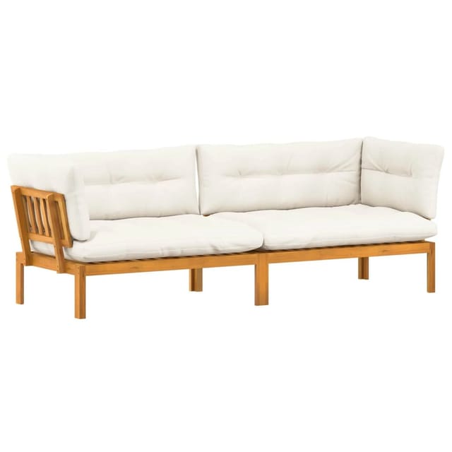 vidaXL Garten Pallet Sofa Einheiten 2 Stück Natur und Cremweiß 3418241