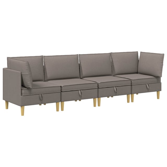 vidaXL Wohnzimmergarnitur mit Kissen mit Speicher 4 Stk Taupe Stoff 3413704