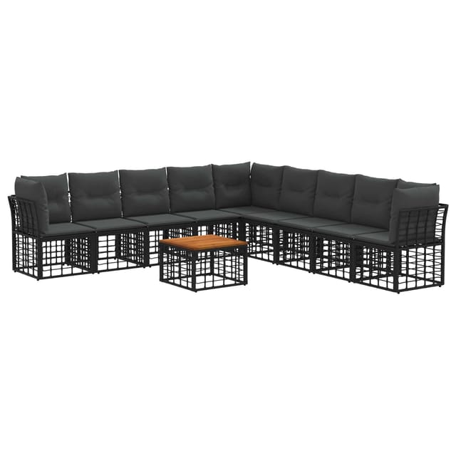 vidaXL Outdoor-Sofagarnitur 10 Stk Schwarz und Dunkelgrau Polyester 3437489