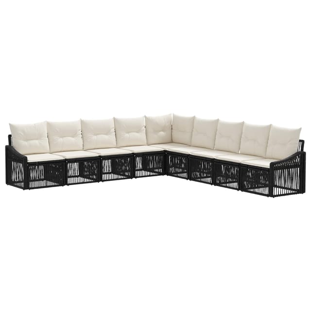 vidaXL Gartensofa-Set 9-Tlg Schwarz Poly-Rattan 3436027
