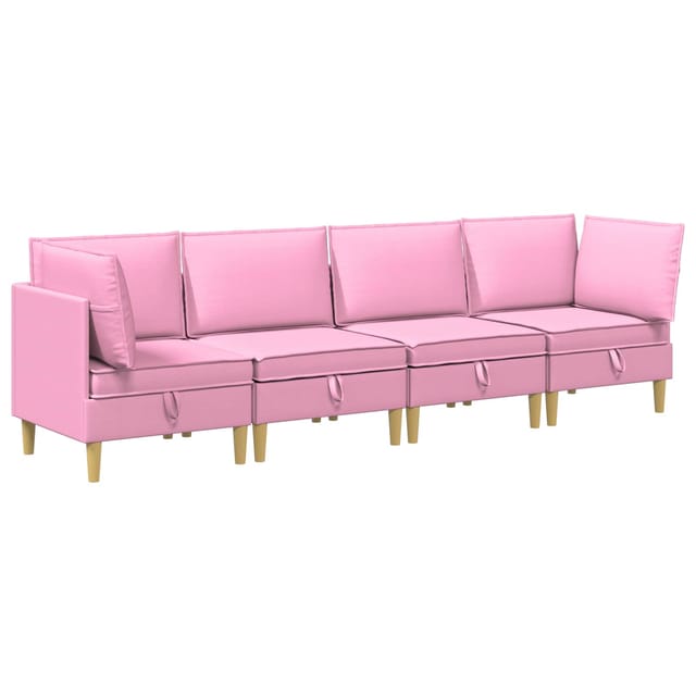 vidaXL Wohnzimmergarnitur mit Kissen mit Speicher 4 Stk Rosa Stoff 3413724