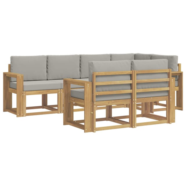 vidaXL Outdoor-Sofagarnitur mit Kissen 7-Tlg Weiß und Hellgrau 3387775