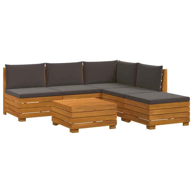 vidaXL Outdoor-Sofagarnitur mit Kissen 6 Stück Braun Massivholz Akazie 3403114