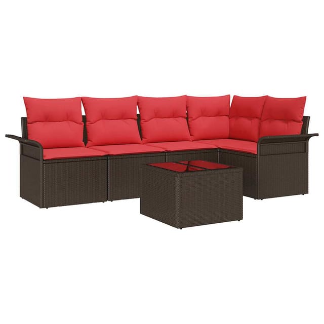 vidaXL Gartensofa-set mit Speicher 6 Stk Braun Poly-Rattan 3354043