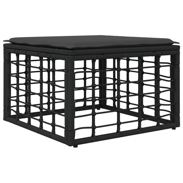 vidaXL Garten-Fußhocker Schwarz Poly-Rattan 42026737