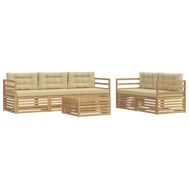 vidaXL Outdoor-Sofagarnitur 6 Stk Weiß und Beige 3390028