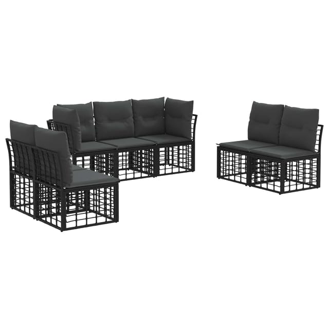 vidaXL Outdoor-Sofagarnitur Schwarz Polyester 3437433