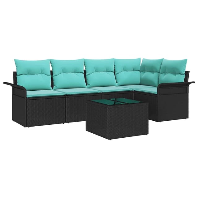 vidaXL Gartensofa-set mit Speicher 6 Stk Schwarz Poly-Rattan 3354045