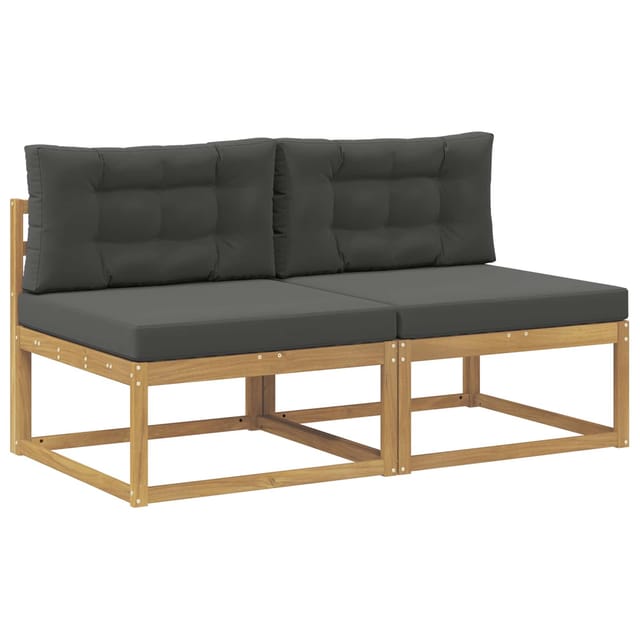 vidaXL 2 Stück Outdoor Mittelsofa Polyester Weiß 901543