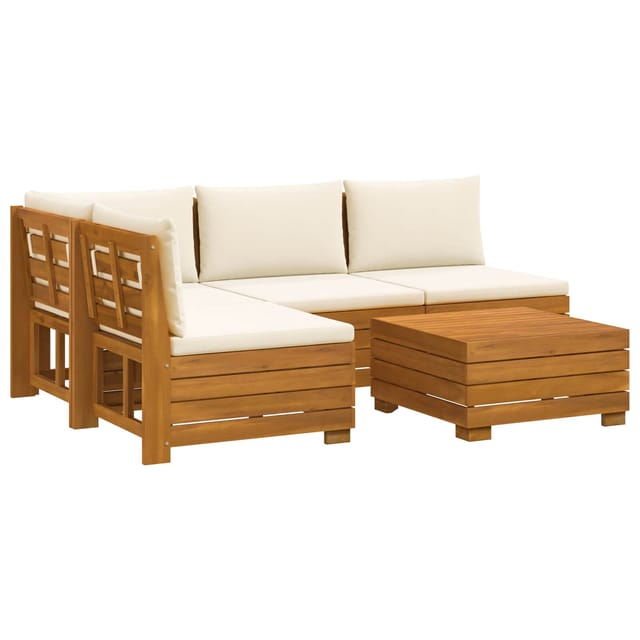 vidaXL Outdoor-Sofagarnitur mit Kissen 5 Stück Braun Massivholz Akazie 3403095