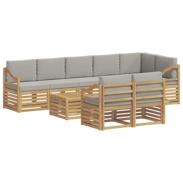vidaXL Outdoor-Sofagarnitur 9 Stk Weiß und Hellgrau 59 x 59 x 37 cm 3392091