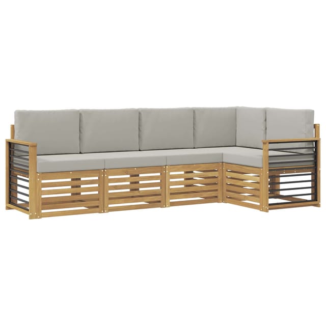vidaXL Outdoor-Sofagarnitur 5 Stk Weiß und Hellgrau 3391846