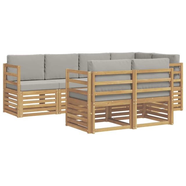 vidaXL Outdoor-Sofagarnitur 7 Stk Weiß und Hellgrau 3391976