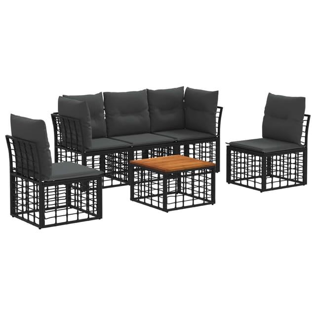 vidaXL Outdoor-Sofagarnitur 6 Stk Schwarz und Dunkelgrau Polyester 3437427