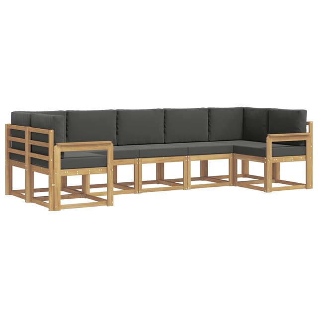 vidaXL Outdoor-Sofagarnitur mit Kissen 7-Tlg Weiß und Anthrazit 3388146