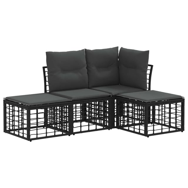 vidaXL Outdoor-Sofagarnitur Schwarz Polyester 3437443