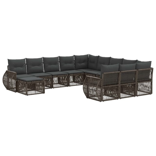 vidaXL Gartensofa-Set 12-Tlg Grau Poly-Rattan 3435623