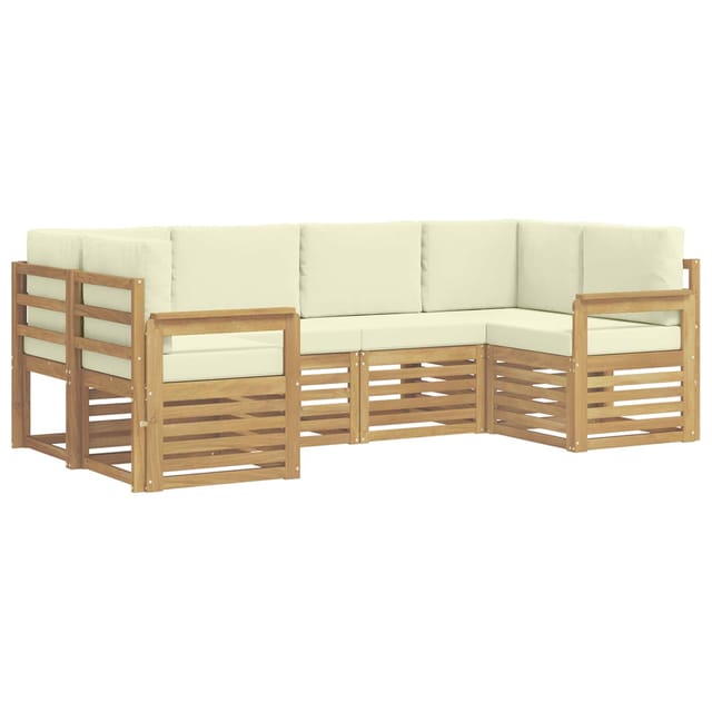 vidaXL Outdoor-Sofagarnitur 5-Tlg Weiß und Creme 245 x 128,5 x 73 cm 3392380