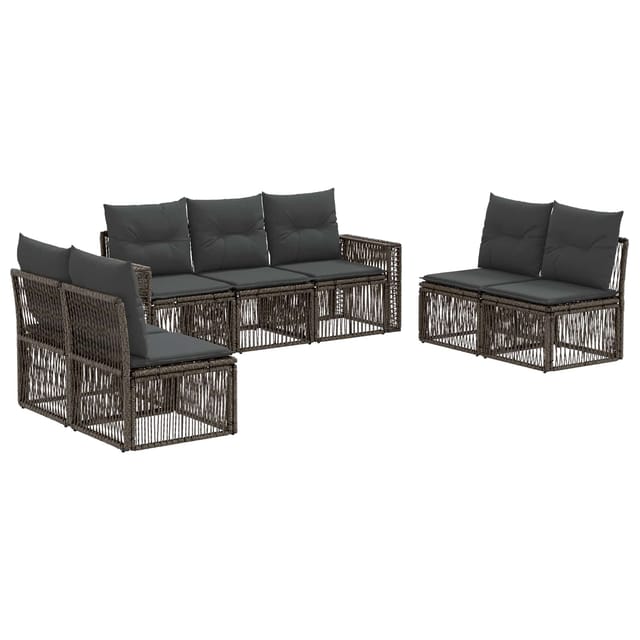 vidaXL Gartensofa-Set 7-Tlg Grau und Dunkelgrau Poly-Rattan 3435092