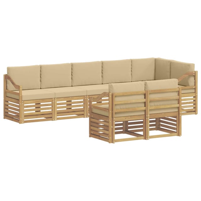 vidaXL Outdoor-Sofagarnitur 8 Stk Weiß und Beige 304 x 126,5 x 73 cm 3392053