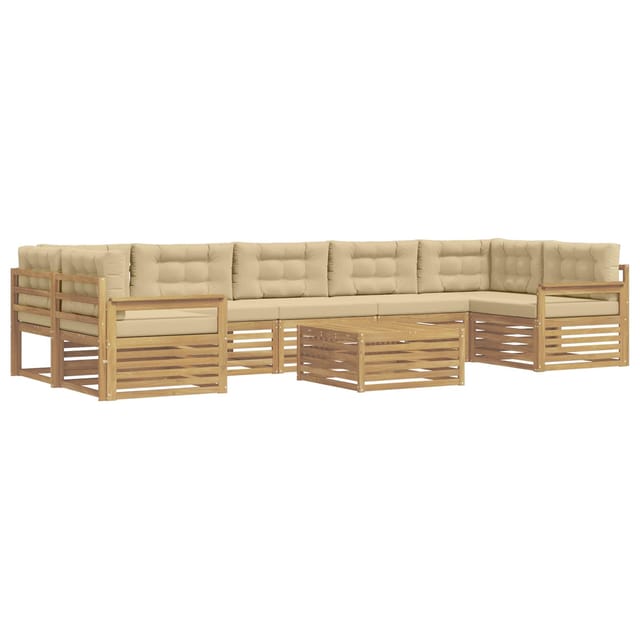 vidaXL Outdoor-Sofagarnitur 8 Stk Weiß und Beige Massivholz Akazie 3390193