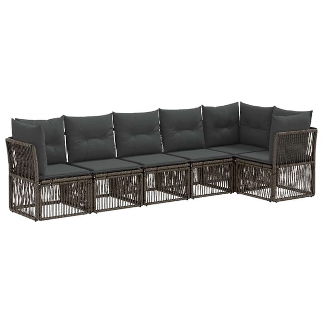 vidaXL Gartensofa-Set 6-Tlg Grau Poly-Rattan 3434222
