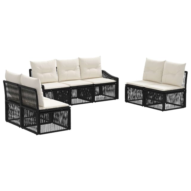 vidaXL Gartensofa-Set 7-Tlg Schwarz Poly-Rattan 3435973