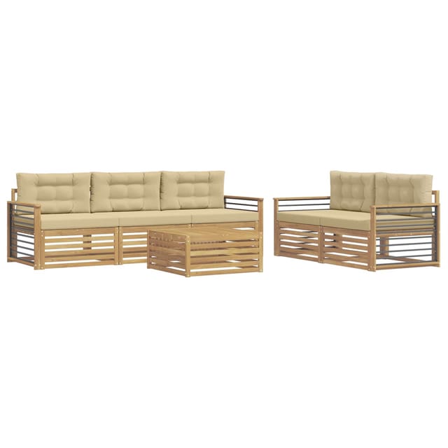 vidaXL Outdoor-Sofagarnitur 6 Stk Weiß und Beige 3390058