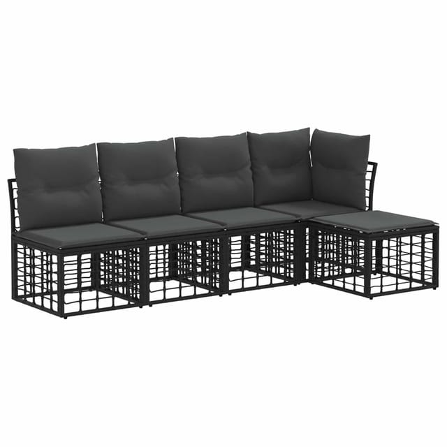 vidaXL Outdoor-Sofagarnitur Schwarz Polyester 3437451