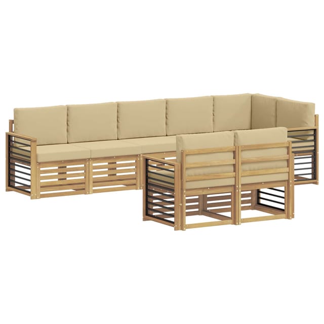 vidaXL Outdoor-Sofagarnitur 8 Stk Weiß und Beige 306 x 128,5 x 73 cm 3392048