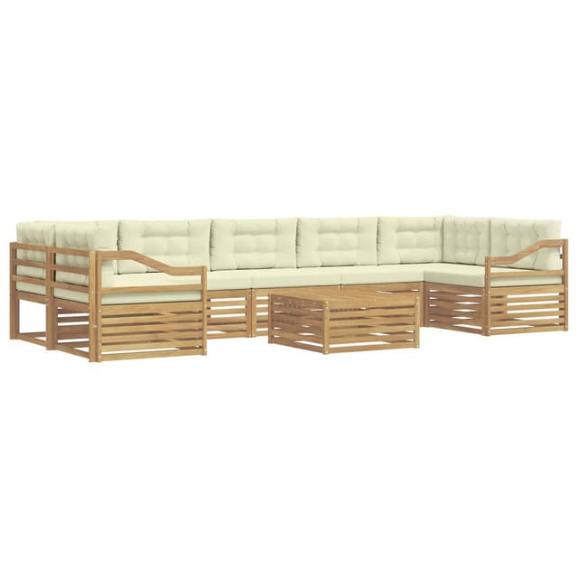 vidaXL Outdoor-Sofagarnitur 8 Stk Weiß und Creme Massivholz Akazie 3390220
