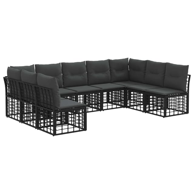 vidaXL Outdoor-Sofagarnitur Schwarz Polyester 3437537