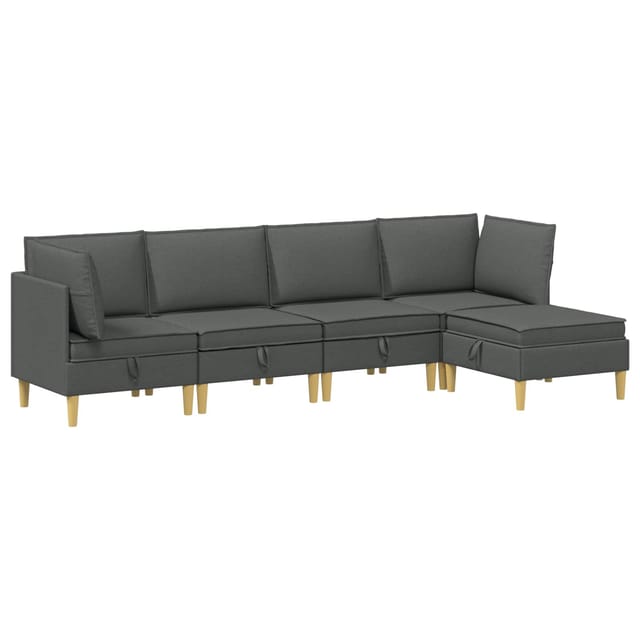 vidaXL Wohnzimmergarnitur mit Kissen 5 Stk Dunkelgrau Stoff 3413681