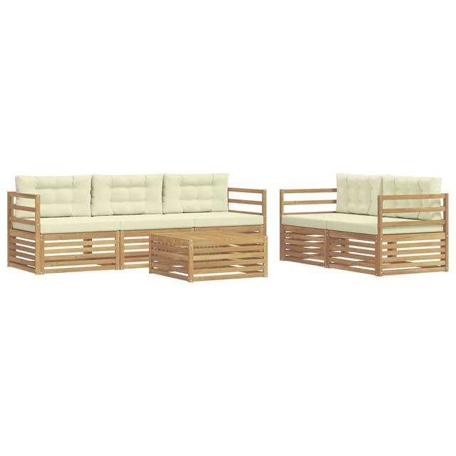 vidaXL Outdoor-Sofagarnitur 6 Stk Weiß und Creme 3390025