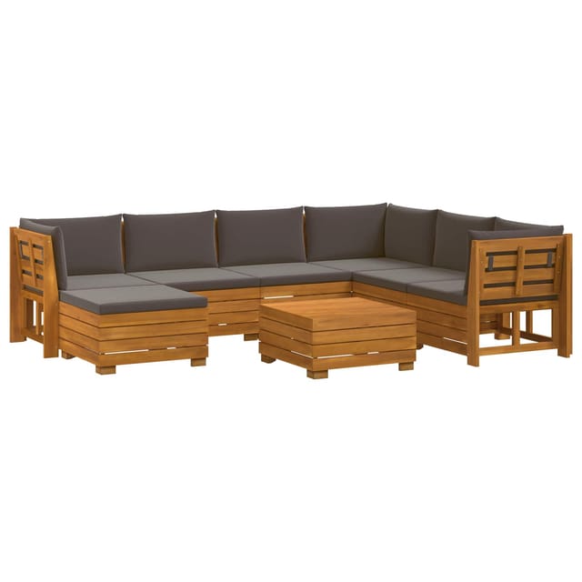 vidaXL Outdoor-Sofagarnitur mit Kissen 8 Stück Braun Massivholz Akazie 3403109