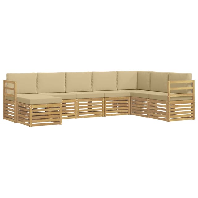 vidaXL Outdoor-Sofagarnitur 8 Stk Weiß und Beige 304 x 185,5 x 73 cm 3392298