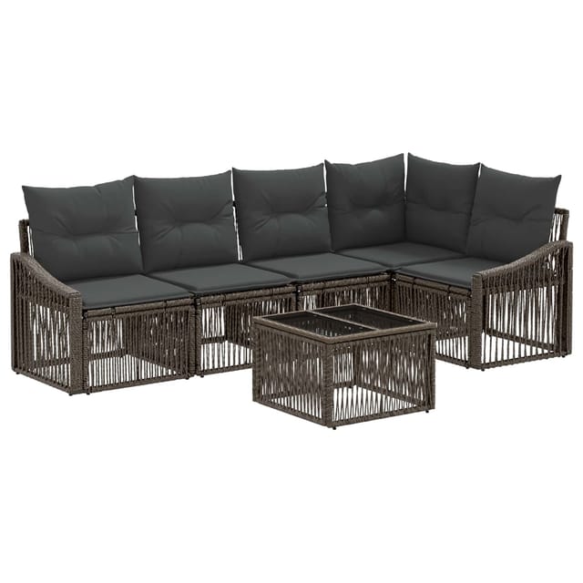 vidaXL Gartensofa-set 6 Stk Grau Poly-Rattan 3436007