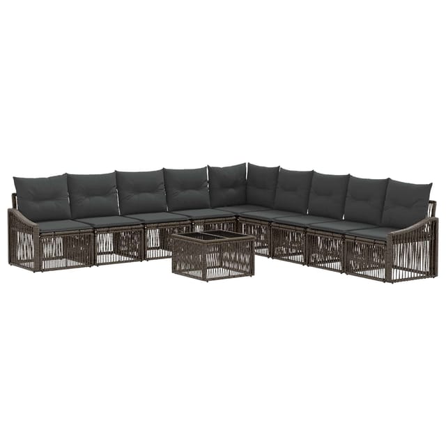 vidaXL Gartensofa-set 10 Stk Grau Poly-Rattan 3436031