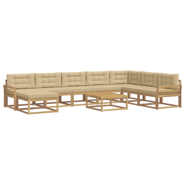 vidaXL Outdoor-Sofagarnitur 9 Stk Weiß und Beige 3386902