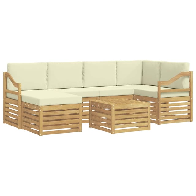 vidaXL Outdoor-Sofagarnitur 7-Tlg Weiß und Creme Polyester 3392170