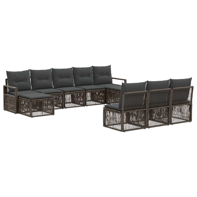 vidaXL Gartensofa-Set 10-Tlg Grau Poly-Rattan 3435833