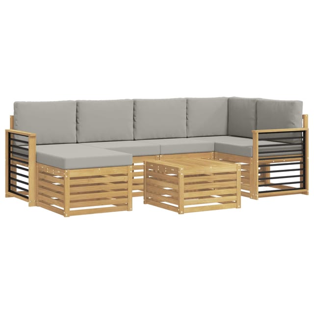 vidaXL Outdoor-Sofagarnitur 7 Stk Weiß und Hellgrau Polyester 3392166