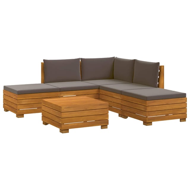 vidaXL Outdoor-Sofagarnitur mit Kissen 6 Stück Braun Massivholz Akazie 3403100