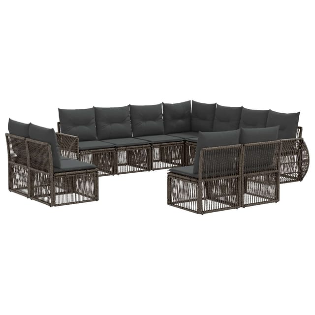 vidaXL Gartensofa-Set 11-Tlg Grau und Dunkelgrau Poly-Rattan 3435452