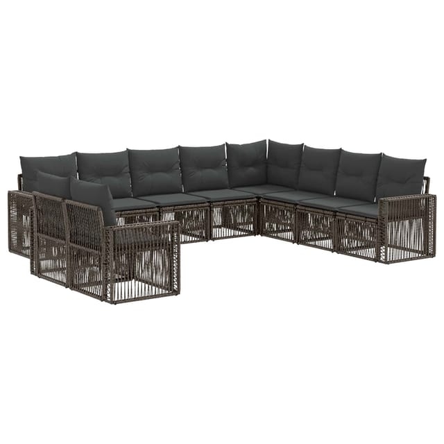 vidaXL Gartensofa-Set 10-Tlg Grau und Dunkelgrau Poly-Rattan 3435170