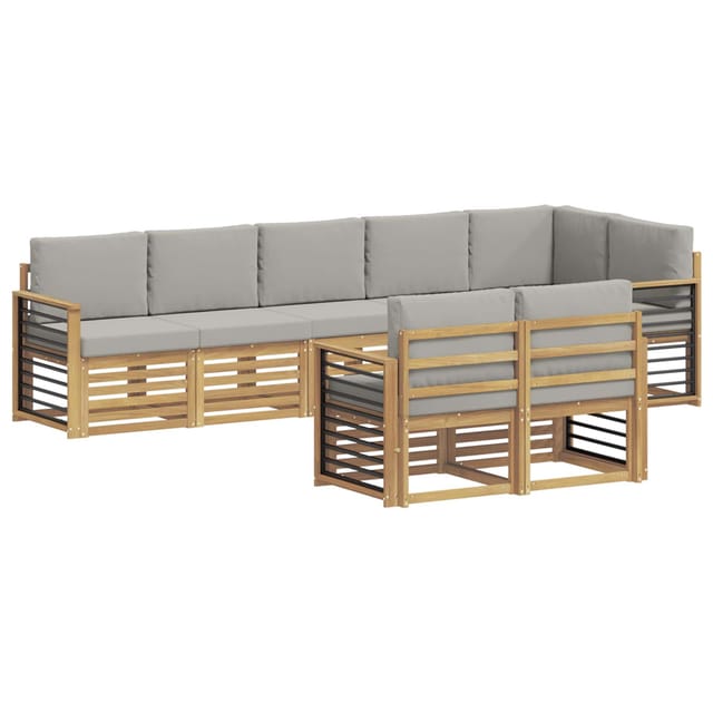 vidaXL Outdoor-Sofagarnitur 8 Stk Weiß und Hellgrau 3392046